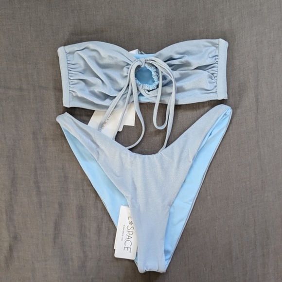 L*Space Shimmer Dawn Cabana Bikini Set Sky Blue - Picture 2 of 12